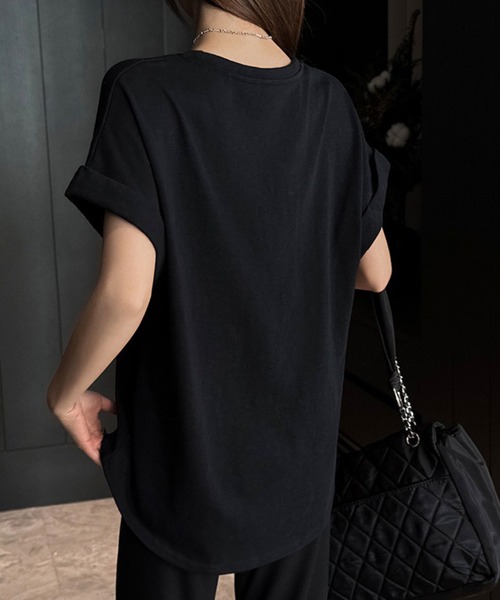 GLAMOROUS JANE(グラマラスジェーン)の「スラブ袖ロールアップTシャツ(Tシャツ/カットソー・レディース・ホワイト/ブラック/グレー・FREE)」の9枚目の写真