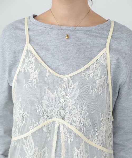 Bab(バブ)の「【セットアイテム】レースビスチェ+カットソーSET(Tシャツ/カットソー・レディース・オフホワイト/杢グレー/チャコールグレー・FREE)」の4枚目の写真