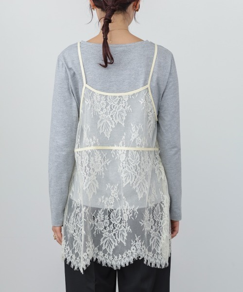 Bab(バブ)の「【セットアイテム】レースビスチェ+カットソーSET(Tシャツ/カットソー・レディース・オフホワイト/杢グレー/チャコールグレー・FREE)」の6枚目の写真