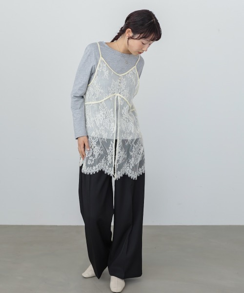 Bab(バブ)の「【セットアイテム】レースビスチェ+カットソーSET(Tシャツ/カットソー・レディース・オフホワイト/杢グレー/チャコールグレー・FREE)」の8枚目の写真
