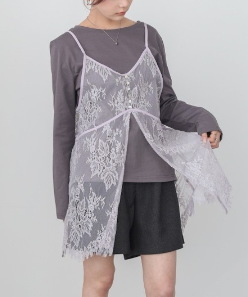 Bab(バブ)の「【セットアイテム】レースビスチェ+カットソーSET(Tシャツ/カットソー・レディース・オフホワイト/杢グレー/チャコールグレー・FREE)」の10枚目の写真