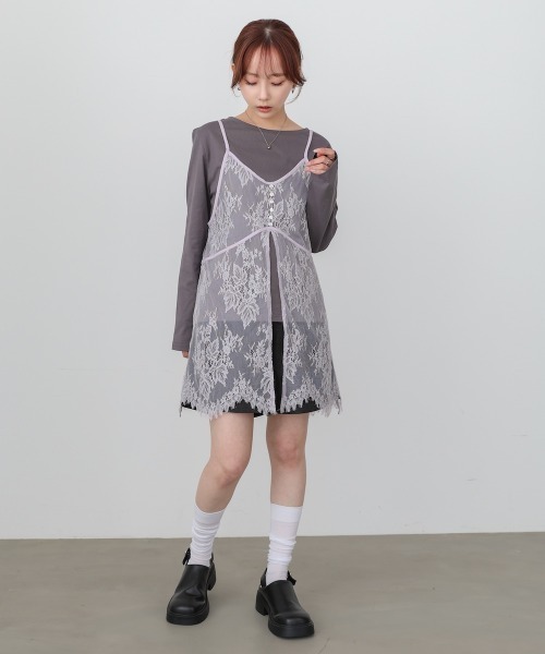Bab(バブ)の「【セットアイテム】レースビスチェ+カットソーSET(Tシャツ/カットソー・レディース・オフホワイト/杢グレー/チャコールグレー・FREE)」の11枚目の写真