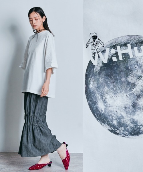 W:Huku(フーク)の「コスモ バック プリント ビッグ Tシャツ(Tシャツ/カットソー・レディース・ブラック/オフホワイト・FREE)」の21枚目の写真