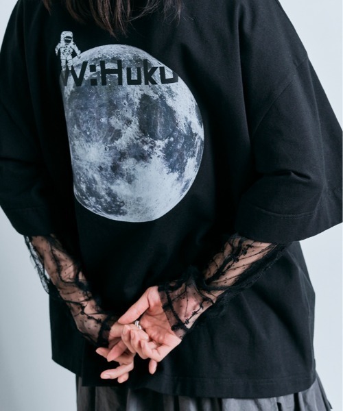 W:Huku(フーク)の「コスモ バック プリント ビッグ Tシャツ(Tシャツ/カットソー・レディース・ブラック/オフホワイト・FREE)」の22枚目の写真