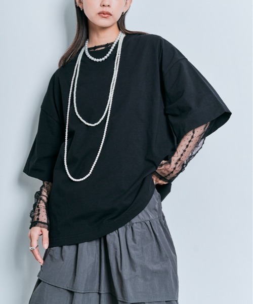 W:Huku(フーク)の「コスモ バック プリント ビッグ Tシャツ(Tシャツ/カットソー・レディース・ブラック/オフホワイト・FREE)」の7枚目の写真