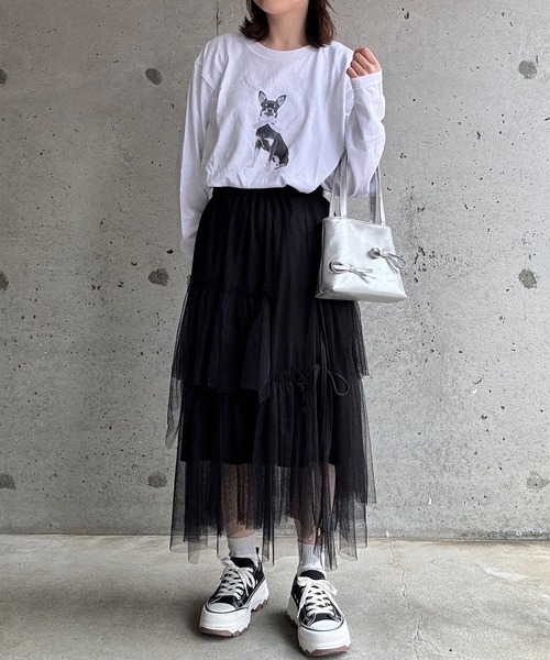 tunee(チュニー)の「ビッグドッグ×リボンロンT/長袖Tシャツ(hsyd)(Tシャツ/カットソー・レディース・ホワイト・LARGE)」の6枚目の写真
