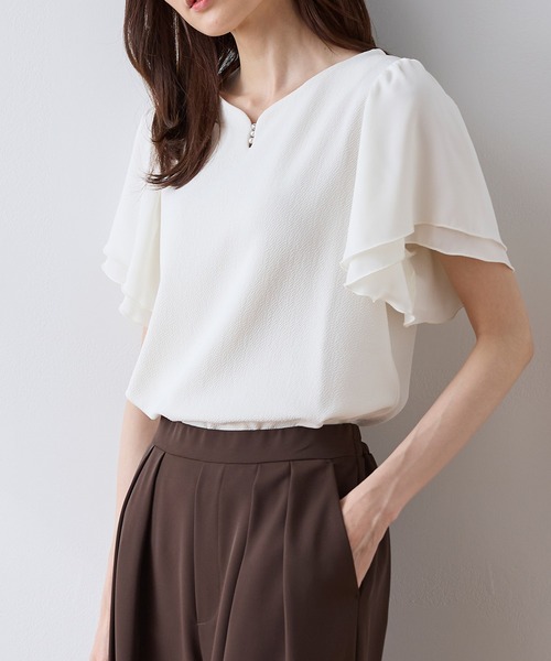 Honeys(ハニーズ)の「パール付トップス(Tシャツ/カットソー・レディース・レッド/サックスブルー/アイボリー/ブラック・3L/L/LL/M/S)」の9枚目の写真