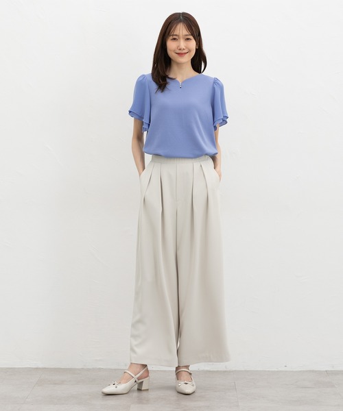 Honeys(ハニーズ)の「パール付トップス(Tシャツ/カットソー・レディース・レッド/サックスブルー/アイボリー/ブラック・3L/L/LL/M/S)」の12枚目の写真