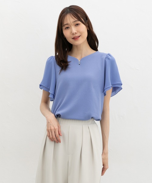 Honeys(ハニーズ)の「パール付トップス(Tシャツ/カットソー・レディース・レッド/サックスブルー/アイボリー/ブラック・3L/L/LL/M/S)」の13枚目の写真
