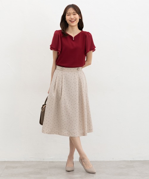 Honeys(ハニーズ)の「パール付トップス(Tシャツ/カットソー・レディース・レッド/サックスブルー/アイボリー/ブラック・3L/L/LL/M/S)」の15枚目の写真