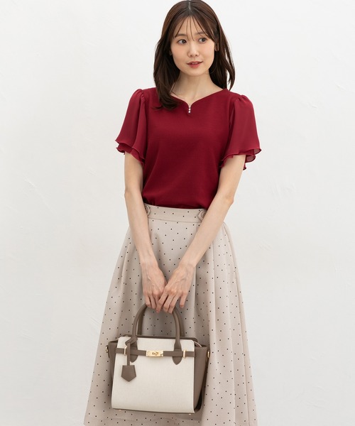 Honeys(ハニーズ)の「パール付トップス(Tシャツ/カットソー・レディース・レッド/サックスブルー/アイボリー/ブラック・3L/L/LL/M/S)」の16枚目の写真