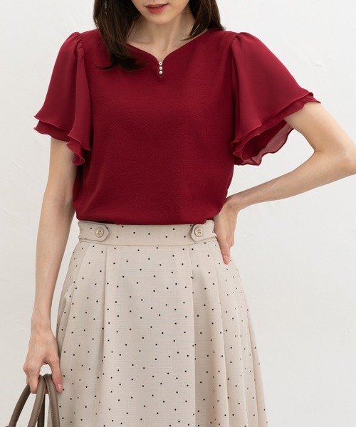 Honeys(ハニーズ)の「パール付トップス(Tシャツ/カットソー・レディース・レッド/サックスブルー/アイボリー/ブラック・3L/L/LL/M/S)」の18枚目の写真