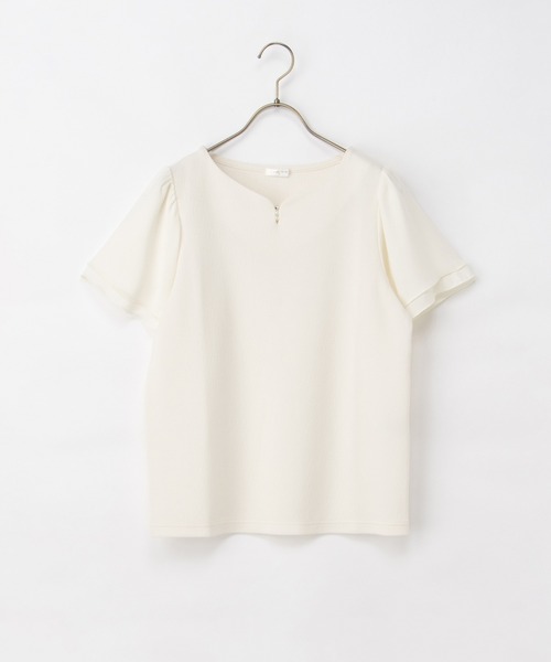 Honeys(ハニーズ)の「パール付トップス(Tシャツ/カットソー・レディース・レッド/サックスブルー/アイボリー/ブラック・3L/L/LL/M/S)」の19枚目の写真