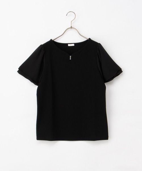 Honeys(ハニーズ)の「パール付トップス(Tシャツ/カットソー・レディース・レッド/サックスブルー/アイボリー/ブラック・3L/L/LL/M/S)」の21枚目の写真