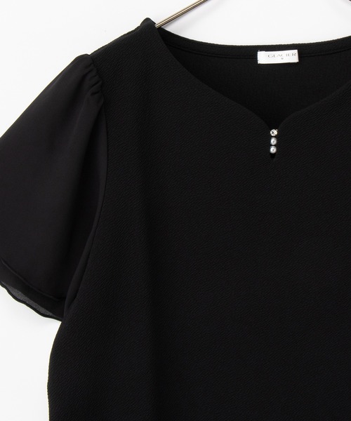 Honeys(ハニーズ)の「パール付トップス(Tシャツ/カットソー・レディース・レッド/サックスブルー/アイボリー/ブラック・3L/L/LL/M/S)」の22枚目の写真