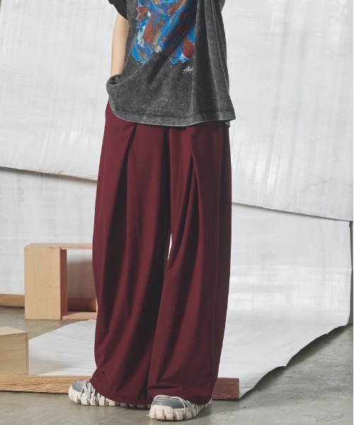 UNISEX》Comfortable Clothes Prime-Wide HAKAMA Tuck Pants