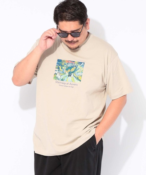 B&T CLUB(ビーティークラブ)の「Tシャツ 半袖 メンズ 大きいサイズ 画家プリント クルーネック カットソー B&T CLUB (ビーアンドティークラブ)(Tシャツ/カットソー・メンズ・ブラック/ベージュ/ホワイト・X4(8L~9L)/X3(6L~7L)/X2(4L~5L)/X1(3L~4L))」の1枚目の写真