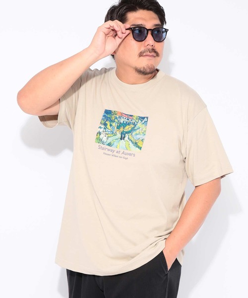 B&T CLUB(ビーティークラブ)の「Tシャツ 半袖 メンズ 大きいサイズ 画家プリント クルーネック カットソー B&T CLUB (ビーアンドティークラブ)(Tシャツ/カットソー・メンズ・ブラック/ベージュ/ホワイト・X4(8L~9L)/X3(6L~7L)/X2(4L~5L)/X1(3L~4L))」の4枚目の写真