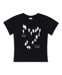 ラッシュオブタイムプリントスリムフィット半袖Tシャツブラック