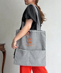 ボーダーパイルトートバッグ