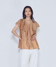 シアーダブルラッフル ノースリーブブラウス