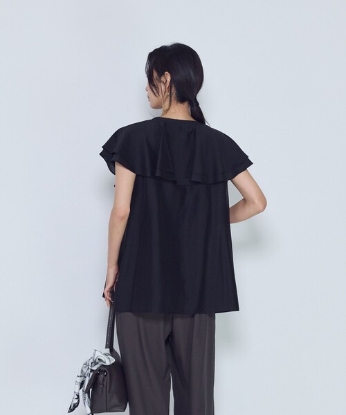 1er Arrondissement(プルミエアロンディスモン)の「シアーダブルラッフル ノースリーブブラウス(シャツ/ブラウス・レディース・オレンジ系その他/ブラック系その他3・38/36)」の4枚目の写真