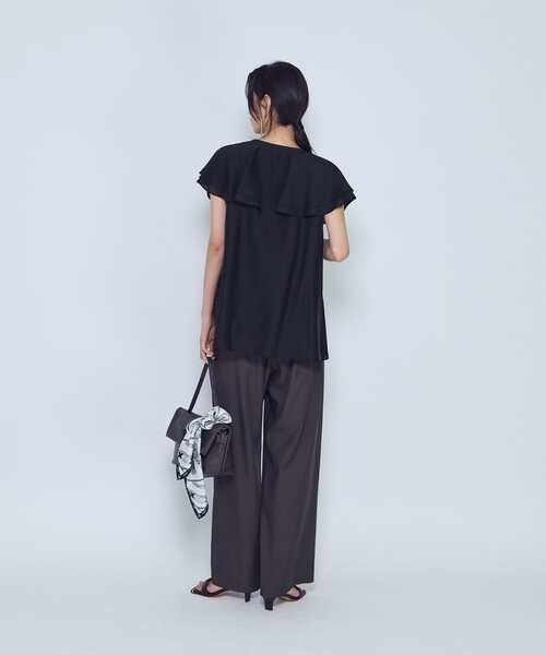 1er Arrondissement(プルミエアロンディスモン)の「シアーダブルラッフル ノースリーブブラウス(シャツ/ブラウス・レディース・オレンジ系その他/ブラック系その他3・38/36)」の7枚目の写真