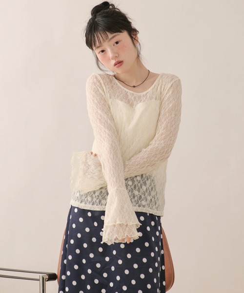 loin nuit(ロワンニュイ)の「bell sleeve lace tops / ベルスリーブレーストップス(Tシャツ/カットソー・レディース・ブラック/ホワイト系その他2/グリーン/アイボリー/ホワイト系その他・FREE)」の19枚目の写真