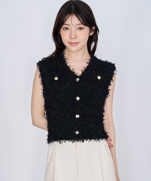 NOELA(ノエラ)の「ツイードニットジレ(ニット/セーター・レディース・ブラック/ベージュ/オフホワイト・フリー)」の3枚目の写真