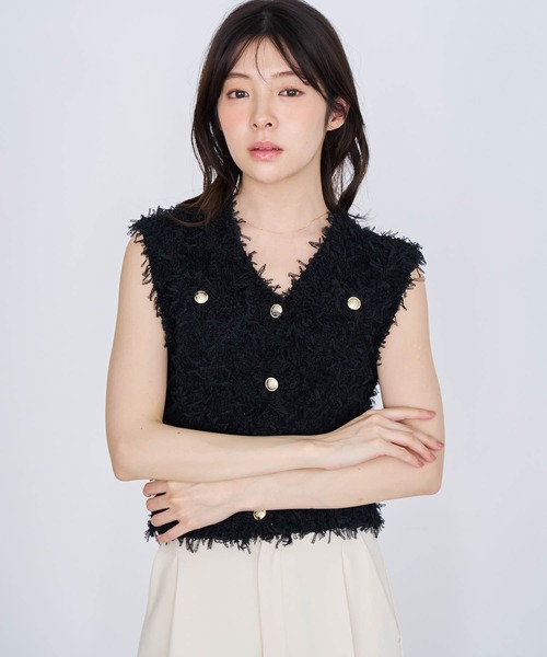 NOELA(ノエラ)の「ツイードニットジレ(ニット/セーター・レディース・ブラック/ベージュ/オフホワイト・フリー)」の5枚目の写真