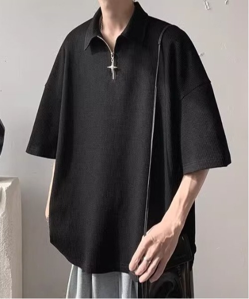 DOUBLE STEAL（ダブルスティール）の「DSワッフルポロTEE（ポロシャツ・メンズ・ホワイト/ブラック・X-LARGE/LARGE/MEDIUM）」の2枚目の写真