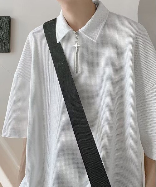 DOUBLE STEAL（ダブルスティール）の「DSワッフルポロTEE（ポロシャツ・メンズ・ホワイト/ブラック・X-LARGE/LARGE/MEDIUM）」の6枚目の写真