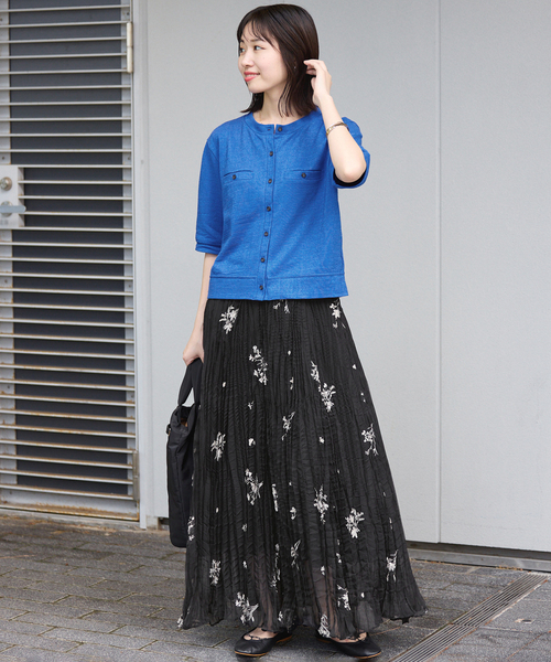 SLOBE IENA（スローブイエナ）の「《WEB限定カラーあり》エンブロイダリーワッシャープリーツスカート（スカート・レディース・ブラック系その他/ブラウン/ブラック・FREE）」の13枚目の写真