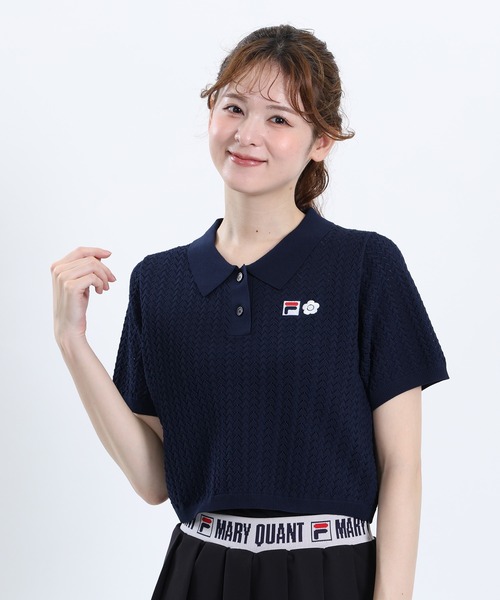 MARY QUANT(マリークワント)の「FILA × MARY QUANT クロッシェポロ プルオーバー(Tシャツ/カットソー・レディース・ネイビー/アイボリー・M)」の1枚目の写真