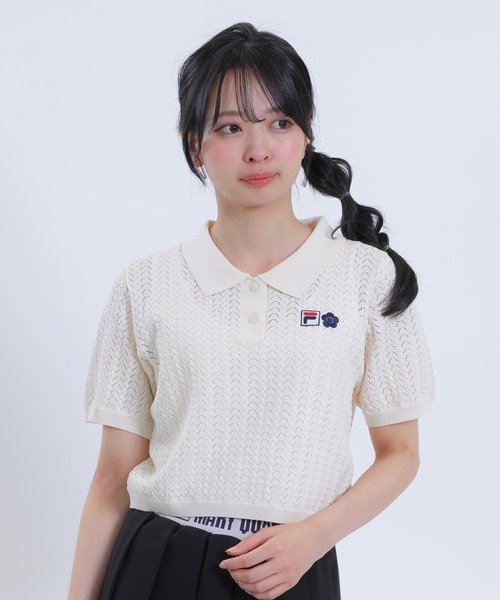 MARY QUANT(マリークワント)の「FILA × MARY QUANT クロッシェポロ プルオーバー(Tシャツ/カットソー・レディース・ネイビー/アイボリー・M)」の2枚目の写真