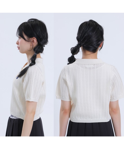 MARY QUANT(マリークワント)の「FILA × MARY QUANT クロッシェポロ プルオーバー(Tシャツ/カットソー・レディース・ネイビー/アイボリー・M)」の4枚目の写真