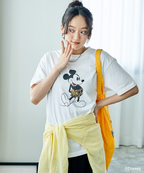 GOOD ROCK SPEED(グッドロックスピード)の「GOOD ROCK SPEED × FREAK'S STORE/グッドロックスピード 【MICKEY MOUSE】 Leopard Tシャツ/ミッキーマウス/別注 レオパード柄(Tシャツ/カットソー・レディース・チャコール/オフホワイト/ライトグレー・フリ-)」の6枚目の写真