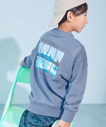 スウェット（ブルー・ネイビー/青色系・バックプリント）ファッション