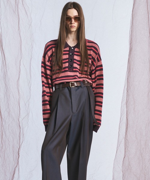 MAISON SPECIAL(メゾンスペシャル)の「《UNISEX》Multi Border Prime-Over Knit Polo Shirt/マルチボーダープライムオーバーニットポロシャツ【MAISON SPECIAL/メゾンスペシャル】(ニット/セーター・メンズ・ライトグリーン/パープル・0/2/1)」の17枚目の写真
