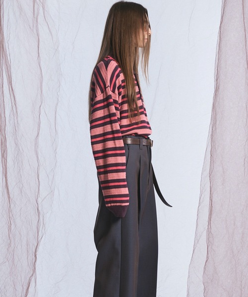 MAISON SPECIAL(メゾンスペシャル)の「《UNISEX》Multi Border Prime-Over Knit Polo Shirt/マルチボーダープライムオーバーニットポロシャツ【MAISON SPECIAL/メゾンスペシャル】(ニット/セーター・メンズ・ライトグリーン/パープル・0/2/1)」の18枚目の写真