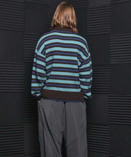 MAISON SPECIAL(メゾンスペシャル)の「《UNISEX》Multi Border Prime-Over Knit Polo Shirt/マルチボーダープライムオーバーニットポロシャツ【MAISON SPECIAL/メゾンスペシャル】(ニット/セーター・メンズ・ライトグリーン/パープル・0/2/1)」の16枚目の写真