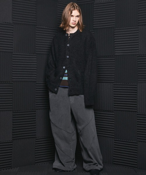 MAISON SPECIAL(メゾンスペシャル)の「《UNISEX》Multi Border Prime-Over Knit Polo Shirt/マルチボーダープライムオーバーニットポロシャツ【MAISON SPECIAL/メゾンスペシャル】(ニット/セーター・メンズ・ライトグリーン/パープル・0/2/1)」の4枚目の写真