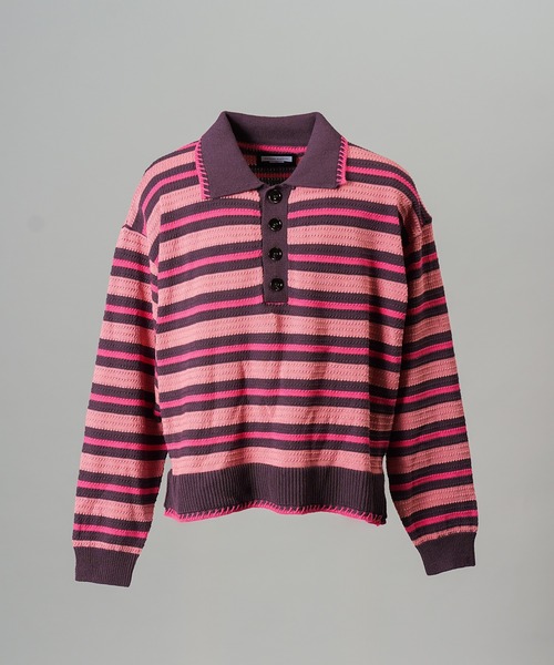 MAISON SPECIAL(メゾンスペシャル)の「《UNISEX》Multi Border Prime-Over Knit Polo Shirt/マルチボーダープライムオーバーニットポロシャツ【MAISON SPECIAL/メゾンスペシャル】(ニット/セーター・メンズ・ライトグリーン/パープル・0/2/1)」の20枚目の写真