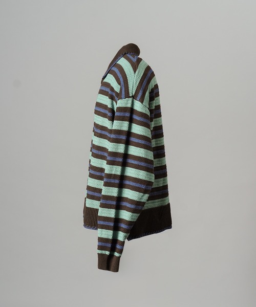MAISON SPECIAL(メゾンスペシャル)の「《UNISEX》Multi Border Prime-Over Knit Polo Shirt/マルチボーダープライムオーバーニットポロシャツ【MAISON SPECIAL/メゾンスペシャル】(ニット/セーター・メンズ・ライトグリーン/パープル・0/2/1)」の10枚目の写真
