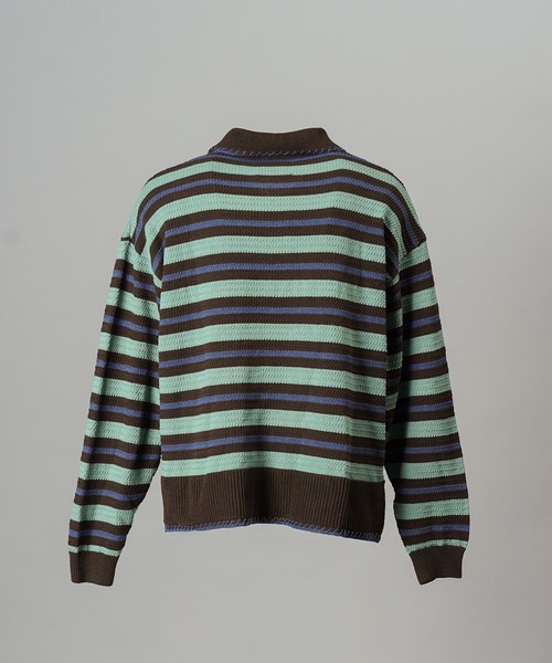 MAISON SPECIAL(メゾンスペシャル)の「《UNISEX》Multi Border Prime-Over Knit Polo Shirt/マルチボーダープライムオーバーニットポロシャツ【MAISON SPECIAL/メゾンスペシャル】(ニット/セーター・メンズ・ライトグリーン/パープル・0/2/1)」の11枚目の写真