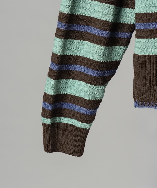 MAISON SPECIAL(メゾンスペシャル)の「《UNISEX》Multi Border Prime-Over Knit Polo Shirt/マルチボーダープライムオーバーニットポロシャツ【MAISON SPECIAL/メゾンスペシャル】(ニット/セーター・メンズ・ライトグリーン/パープル・0/2/1)」の13枚目の写真