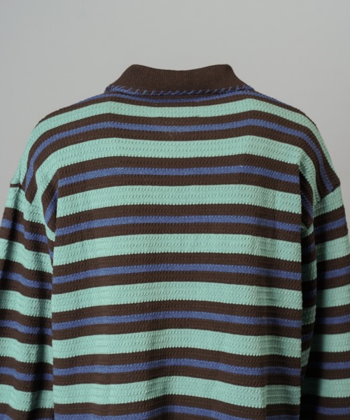 MAISON SPECIAL(メゾンスペシャル)の「《UNISEX》Multi Border Prime-Over Knit Polo Shirt/マルチボーダープライムオーバーニットポロシャツ【MAISON SPECIAL/メゾンスペシャル】(ニット/セーター・メンズ・ライトグリーン/パープル・0/2/1)」の14枚目の写真