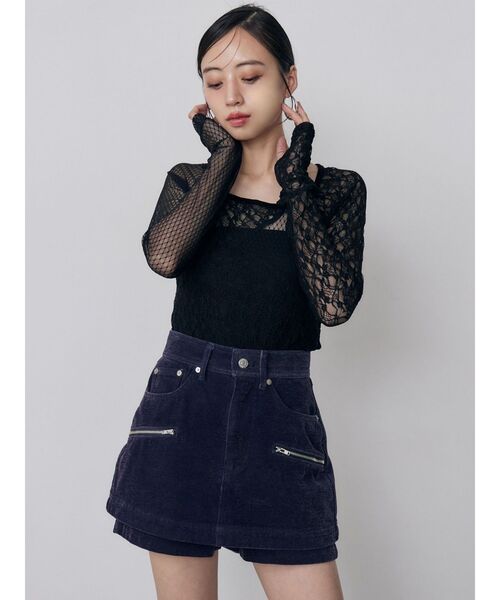 MURUA(ムルーア)の「パッチワークレーストップス(Tシャツ/カットソー・レディース・ブラック/ホワイト・FREE)」の11枚目の写真