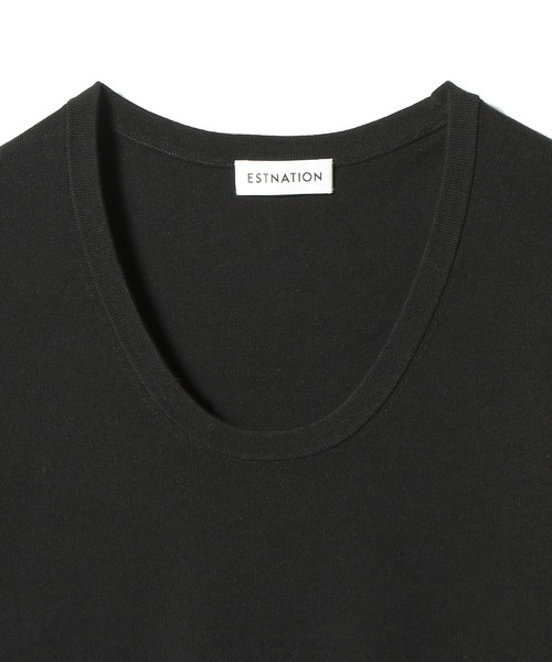 ESTNATION(エストネーション)の「ESTNATION / Uネックニット(Tシャツ/カットソー・レディース・ブラック/オフホワイト・FREE)」の8枚目の写真