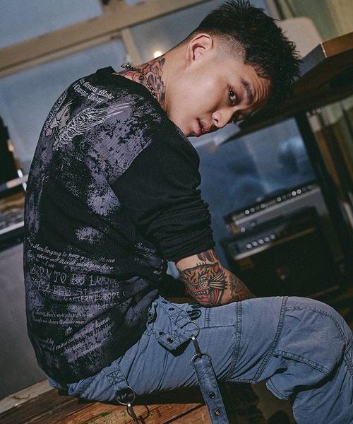 GALFY(ガルフィー)の「【GALFY/ガルフィー】あの頃の兄ちゃん SKULL TEE(Tシャツ/カットソー・メンズ・ホワイト/グレー/ブラック・M/L/XL)」の2枚目の写真